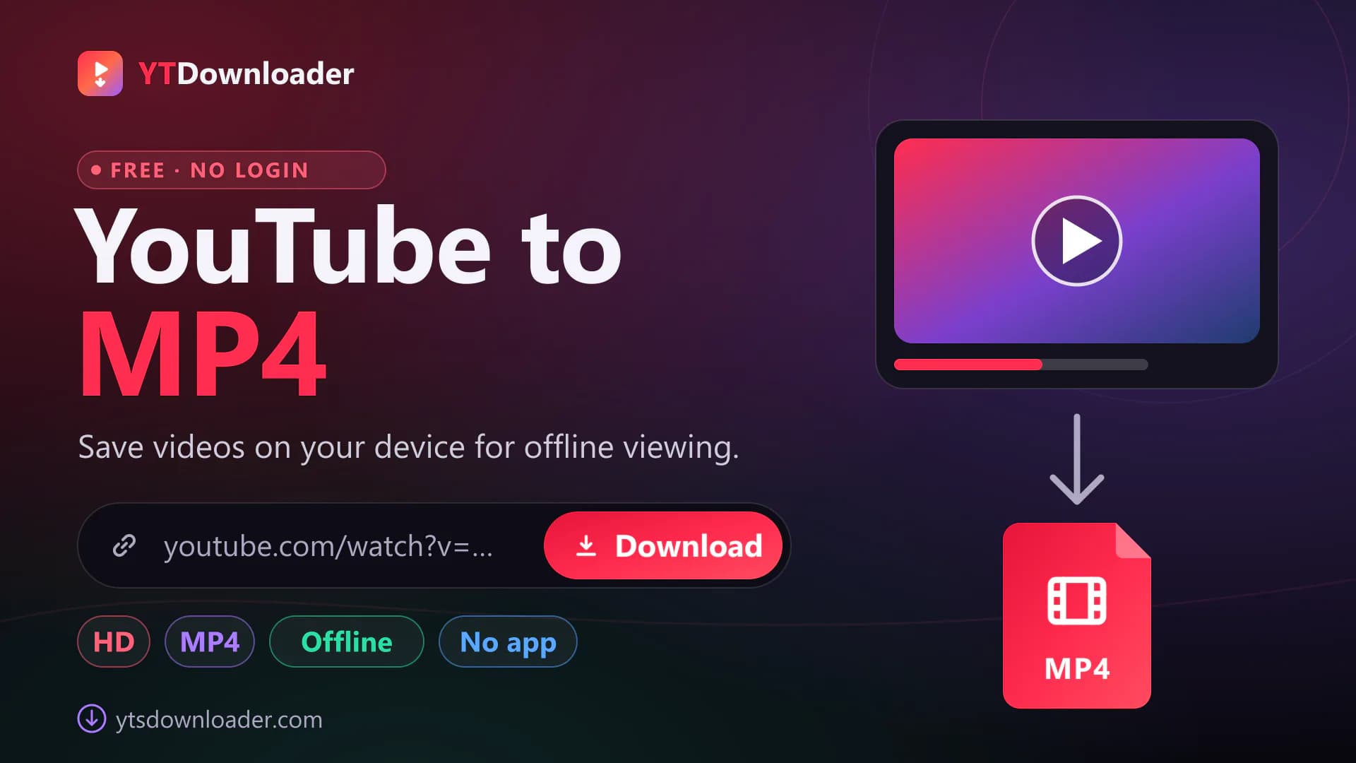 YouTube to MP4 converter YouTube to MP4 converter with a video link paste bar and download button beside a video turning into an MP4 file