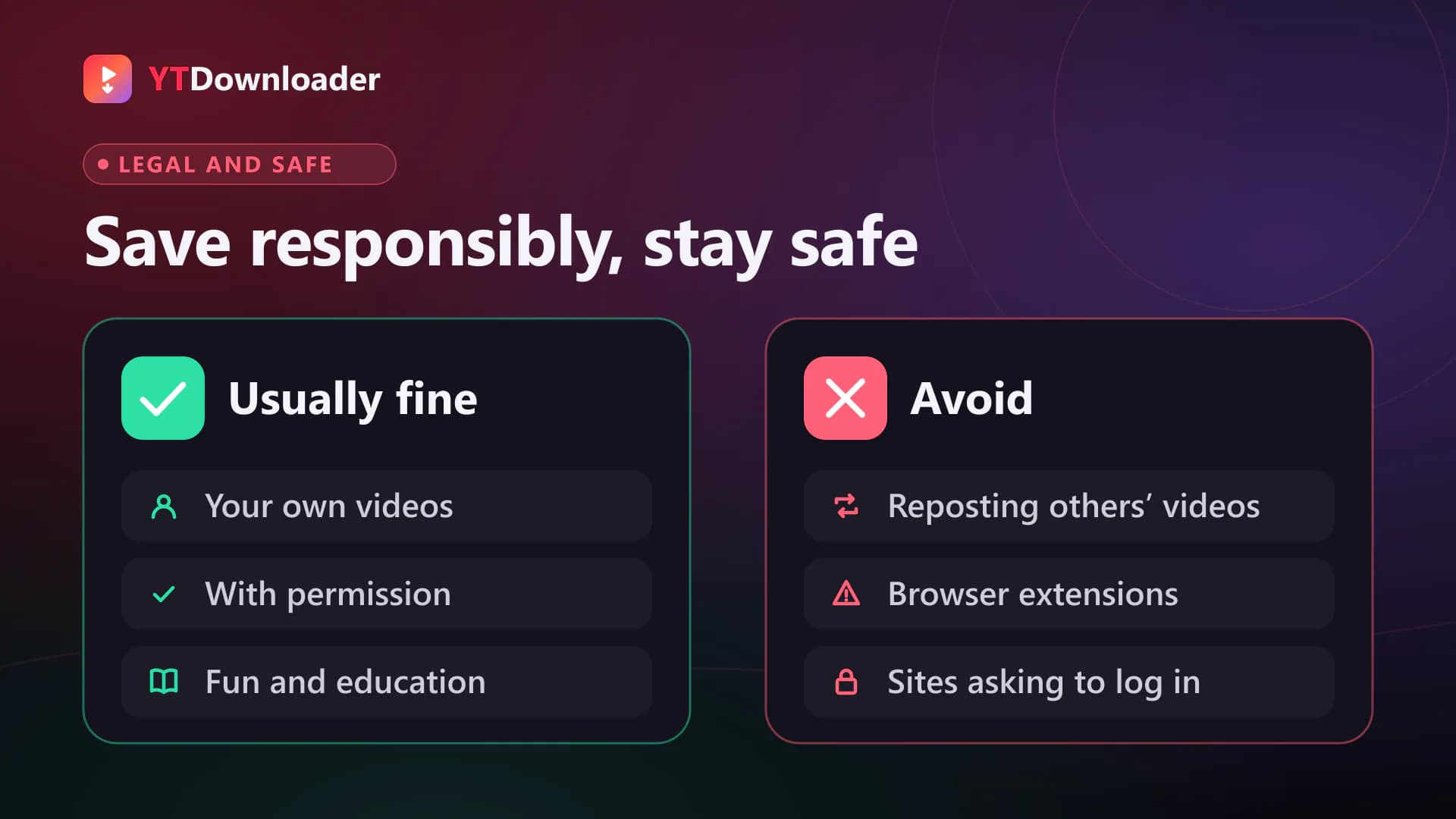 Is converting YouTube to MP4 legal and safe Legal and safe checklist for converting YouTube videos to MP4, contrasting own or permitted videos with reposting